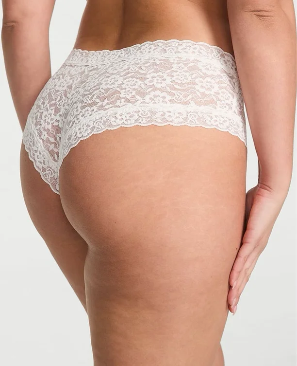 White Cheeky Lace Knickers - Size S