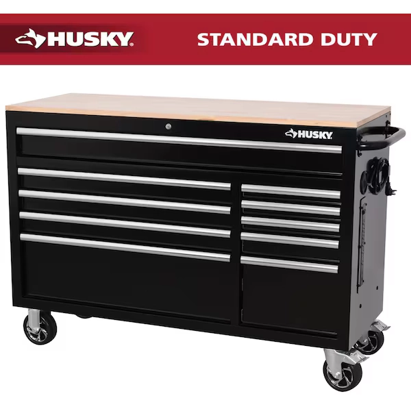 Husky Modular Tool Storage 52 in. W x 20 in. D Standard Duty Black Mobile Workbench Cabinet H52MWC10MOD