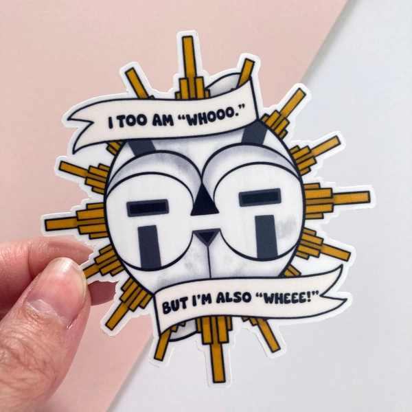 Esquie Wheee Whooo Vinyl Sticker | Waterproof Laminated Vinyl Die Cut Sticker, Laptop Sticker