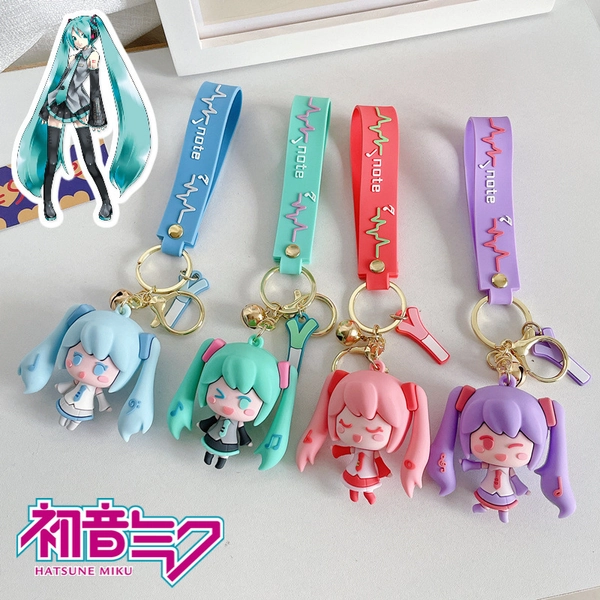 Miku Keychain Wristlet Cute Miku Accessories Miku Key Rings Kawaii Miku Gifts - Purple
