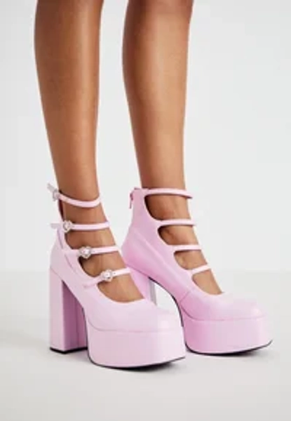 PEARL DEWDROP PLATFORM HEELS - High Heel Pumps - pink