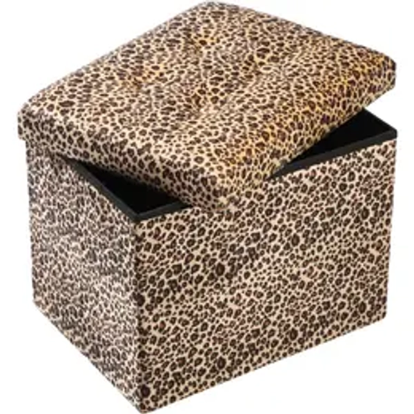 Ottoman Storage Ottoman Footrest Stool Small Ottoman with Storage Foldable Ottoman Foot Rest Footstool Bench for Living Room 17x13x13inches Leopard Print