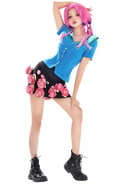 JJBA Yasuho Hirousei Cosplay Costume Top and Skirt Set with Headdress