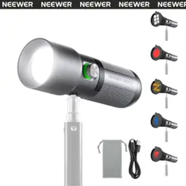 NEEWER BASICS FL10 RGB LED Photography Light, 10W Portable Spotlight 4 Colors 20 Gobo Filters Indoor /Outdoor Light for Party Decoration Vlog & Creative Shooting summervibes