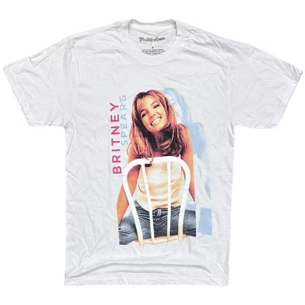 Britney Spears Men's Official Merch Vintage Faded Graphic Tee T-Shirt in White (Small, White)