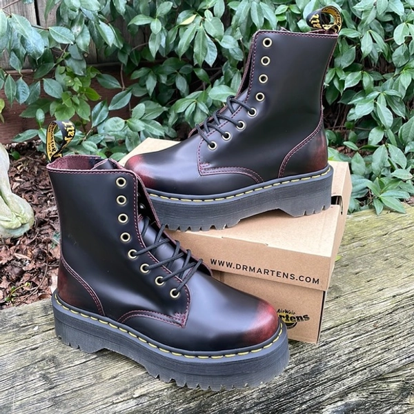 Dr. Martens Black with Burgundy Fade Platform Combat Boots