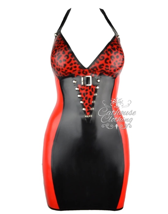 leopard latex dress 