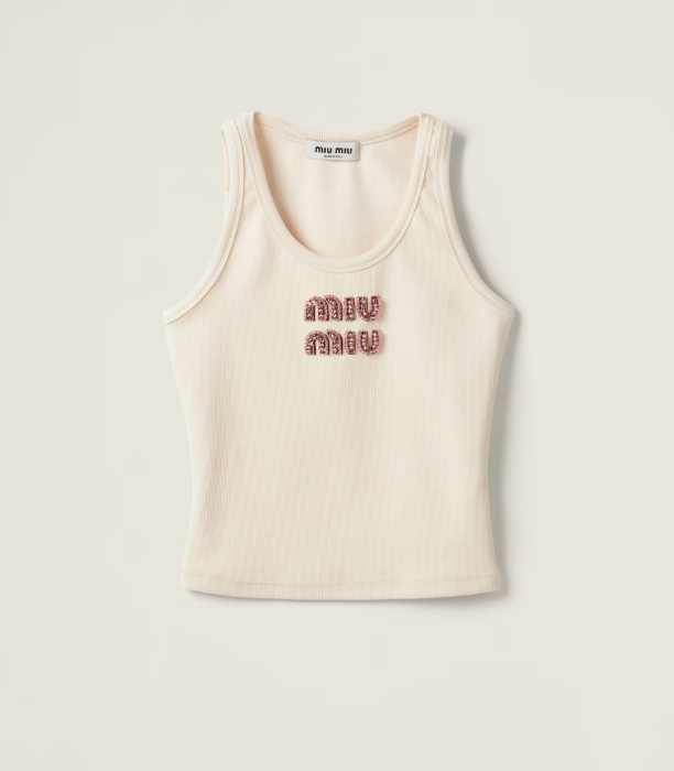 Miu Miu Ribbed jersey top