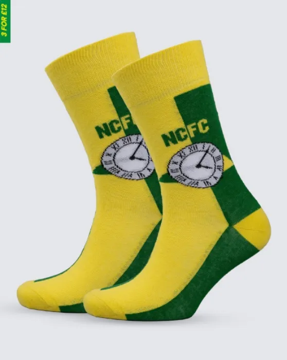 NCFC Yellow Green Clock Socks