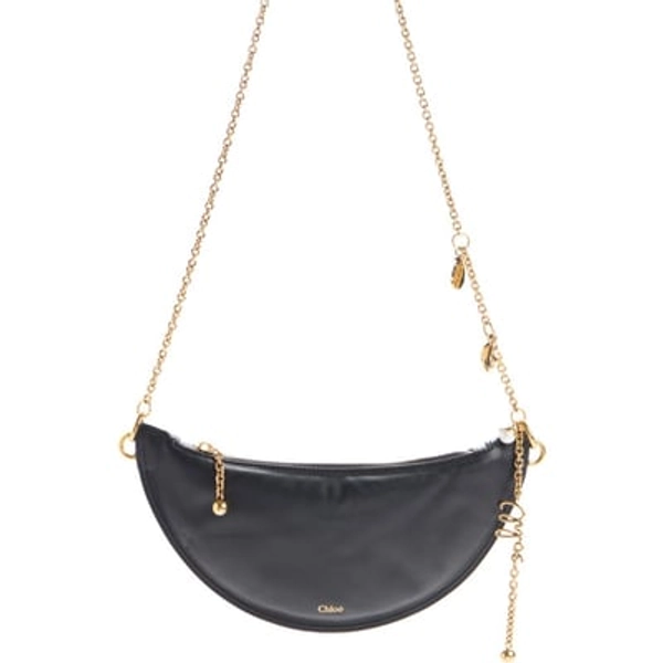 Chloé Mini Icons Leather Half Moon Crossbody Bag in Black at Nordstrom