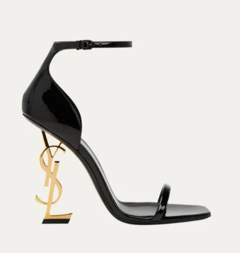 110mm Opyum YSL Patent Leather Sandals with Golden Hardware