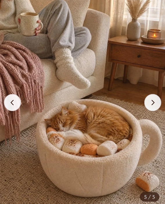 Koffie marsmello kattenbed 
