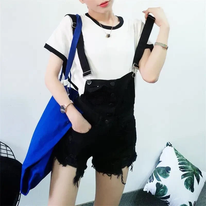 Black acid washed dungaree