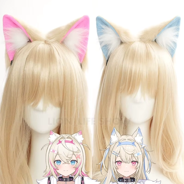 Fuwawa Mococo Abyssgard Cosplay Handmade Cat Fox Ear Wig