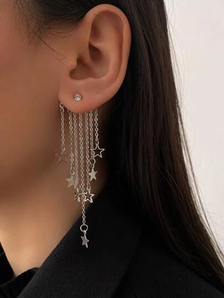 Andkiss Pendientes de botón con diseño de estrella