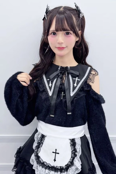 cross collar jirai sweater blouse