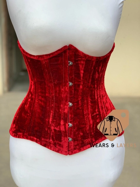 Women Handmade Underbust Red Velvet Steel Boned Hourglass Waist Cincher Corset - Etsy UK