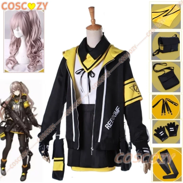 Hot Game Girls Frontline Cosplay UMP45 Cosplay Costume Wig Bags Party Daily Uniform Cosplay Costume Top Skirts Scarf Gloves Set - AliExpress 200000532