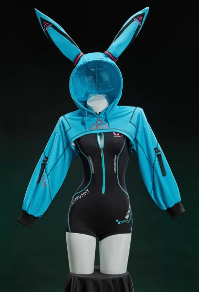 Blue and Black Bodysuit with Jacket