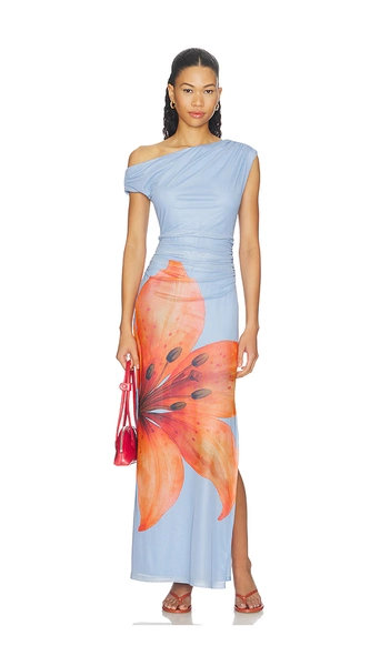 Line & Dot Avah Mesh Dress in Baby Blue. - size M