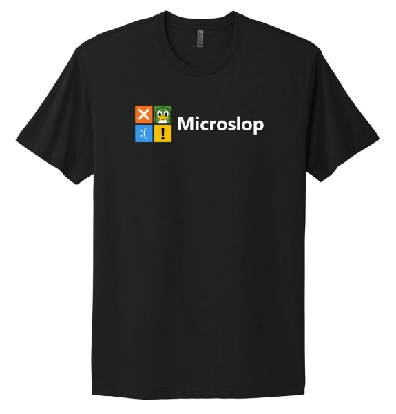 MICROSLOP Parody Logo T-Shirt | Cotton, Black — GamersNexus Official Store