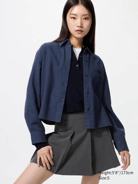 Womens Flannel Boxy Shirt | UNIQLO UK