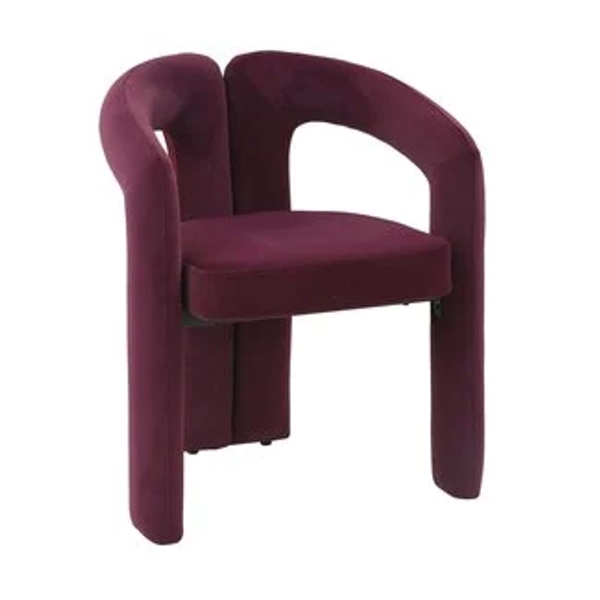 Homerebels Collection Bordeauxrode eetkamerstoel met armleuning Niru - Velvet eetkamerstoel - Aubergine eetkamerstoel