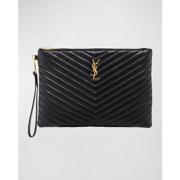 YSL Monogram Medium Pouch in Smooth Leather