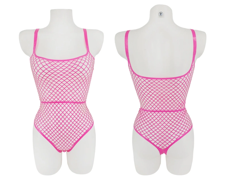 Lasercut latex fishnet thong bodysuit - XS / white