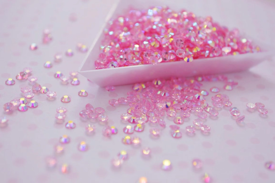 3mm Clear Pink AB Jelly Iridescent Rhinestone Flatback Resin Decoden Cabochon - 5 grams