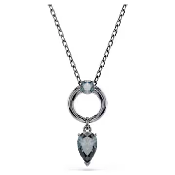 Mesmera pendant, Mixed cuts, Gray, Ruthenium plated