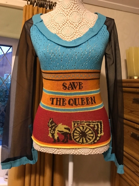 Stunning Save The Queen Mesh Sleeved Jumper, S(30” to 36” bust), NWT