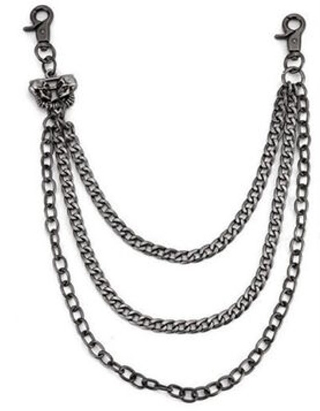 Chaîne de pantalon gothique triple rang - Unisexe métal noirci