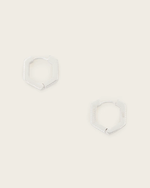Otto Slim Hex Earrings WARM SILVER | ALLSAINTS