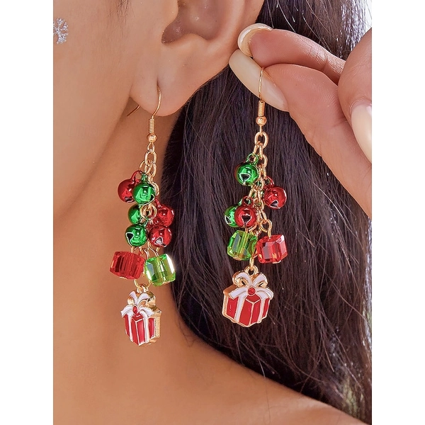 Women's Christmas Earrings – Alloy with Festive Christmas Tree, Bells, and Snowflake Designs, Perfect for Holiday Parties and Celebrations 2025 - $9.9