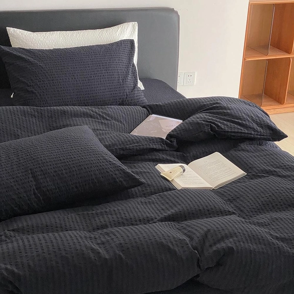 Midnight Stripe Seersucker Duvet Cover