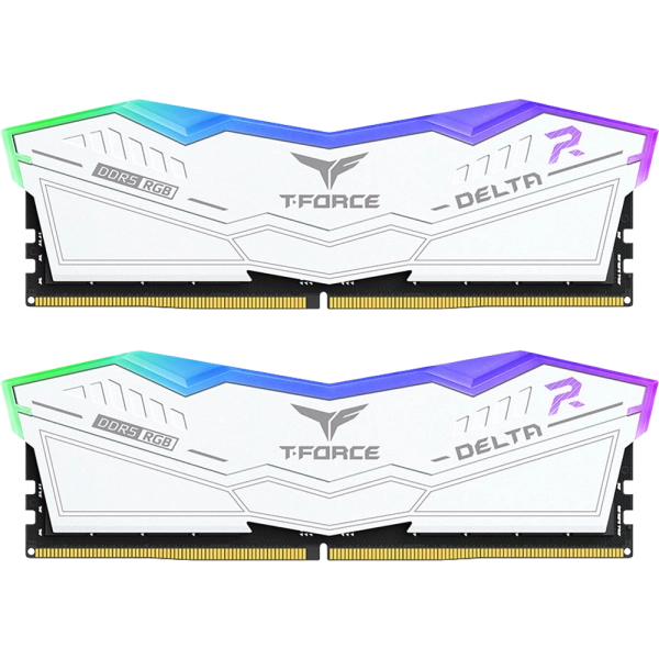 Team T-Force Delta RGB 32GB Kit (2 x 16GB), DDR5, 8000MHz (PC5-6400), CL38, ECC, AMD EXPO & XMP 3.0, PMIC, DIMM Memory, White