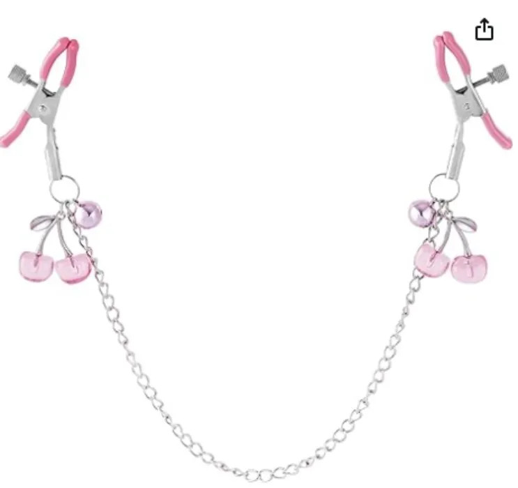 Red Bow Body Clamp with Chain - Adjustable Nipple Clips for Women Play Body Clamp Sensory Non-Piercing Metal Body Clips with Gold Chain Bedtime Play Couples Gift - Red
