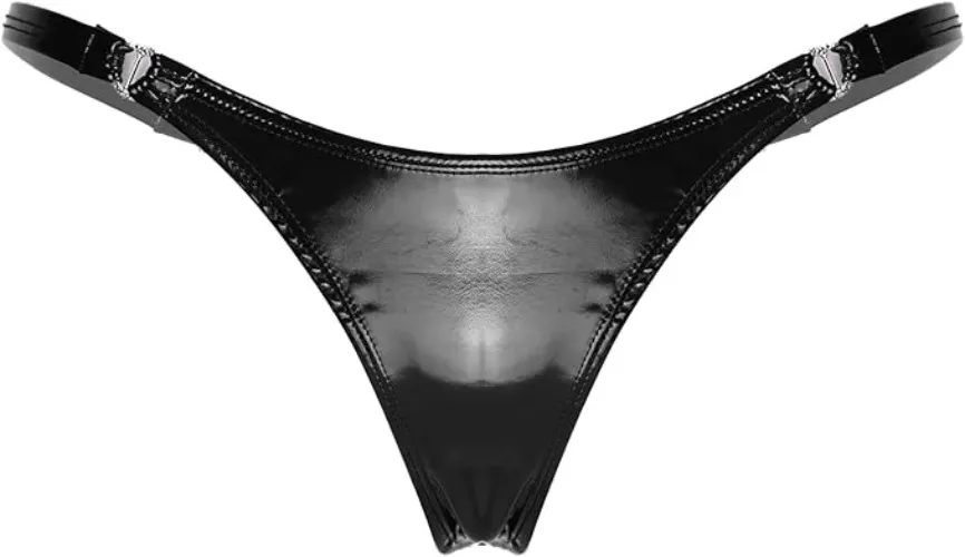 Hedmy Women's Shiny Metallic Low Rise G-String Thong Sexy Micro Panties Briefs T-Back Lingerie - Metallic Large