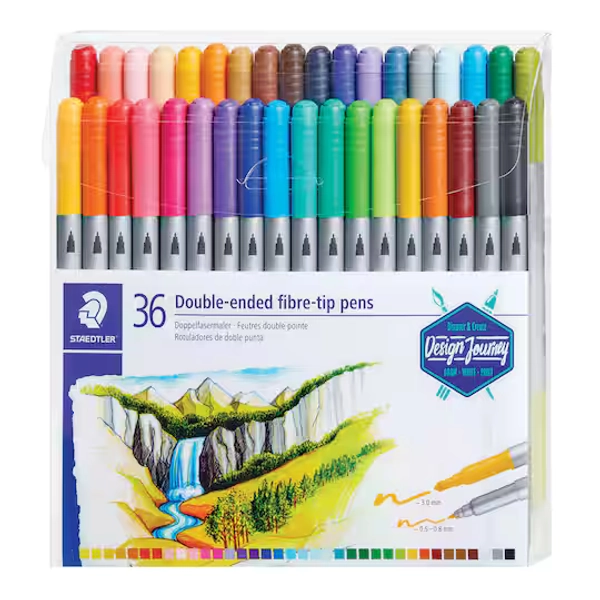 Staedtler® Duo-Color Fiber-Tip 36 Color Marker Set