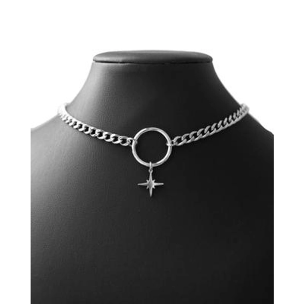 Astral Strike | Stainless Steel O-Ring Star Choker | Dainty Celestial Alt Jewelry | Gothic Punk Necklace | Witchy Alt Aesthetic Collar