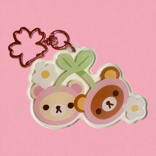 Sweet Cherry Bear Duo Acrylic Keychain - Designed by Gaby