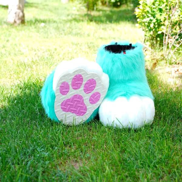 Fursuit shoes mint green Footpaw  kemono toony kigurumi cosplay cat dog fox wolf bunny gift furry fursona kawaii outdoor foot paw shoes