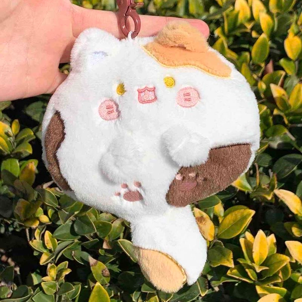 Plush Cat Keychain Cute Chubby Cat Plushie Pendant - A