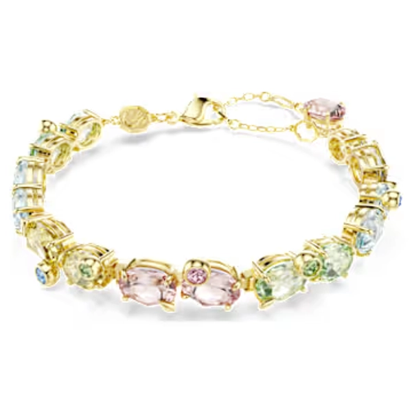 Gema bracelet, Mixed cuts, Multicolored, 18K gold finish