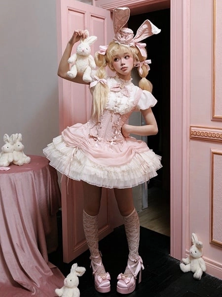 Pink Boned Corset Dress + Blouse Set