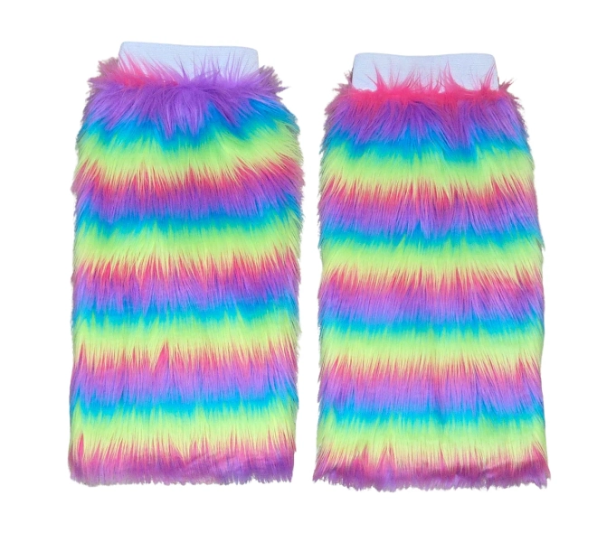 Neon Rainbow Fluffy Legwarmers