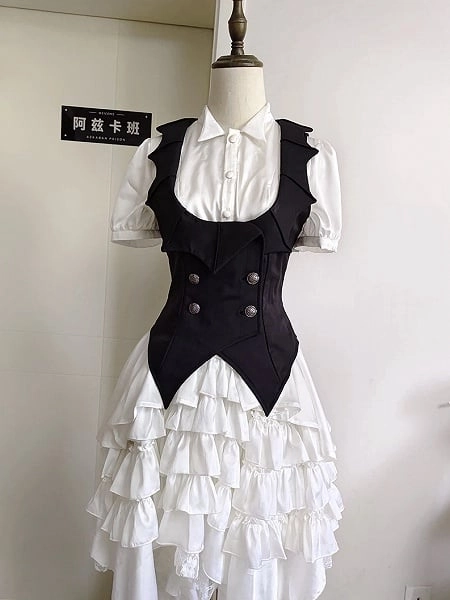 [$48.00]Gothic Ouji Lolita Black Bat Wing-shaped Collar Waistcoat