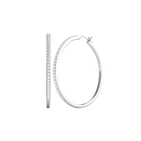 1/2 ct. tw. Diamond Hoop Earrings in Sterling Silver