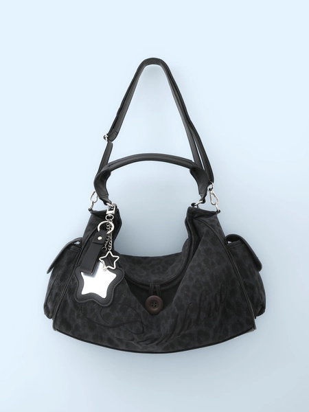 Hazy Leopard Charcoal Pillow Bag